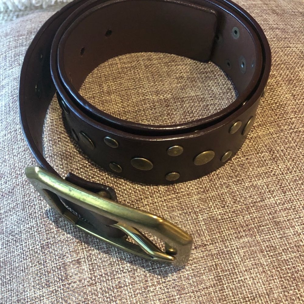 Gail Labelle brown leather belt studded xl